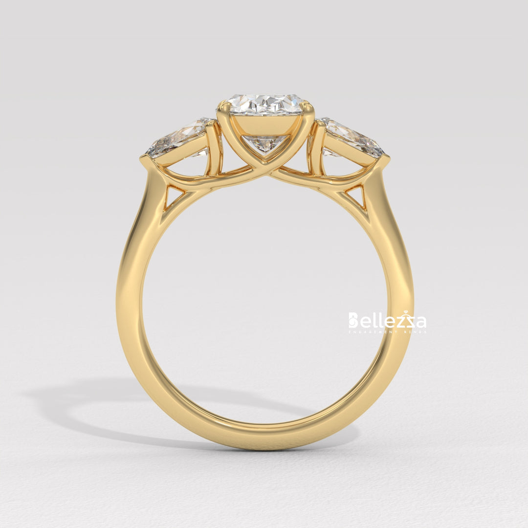 2.0-3.0CT Oval Diamond Three Stone Setting Lab Grown Engagement Ring