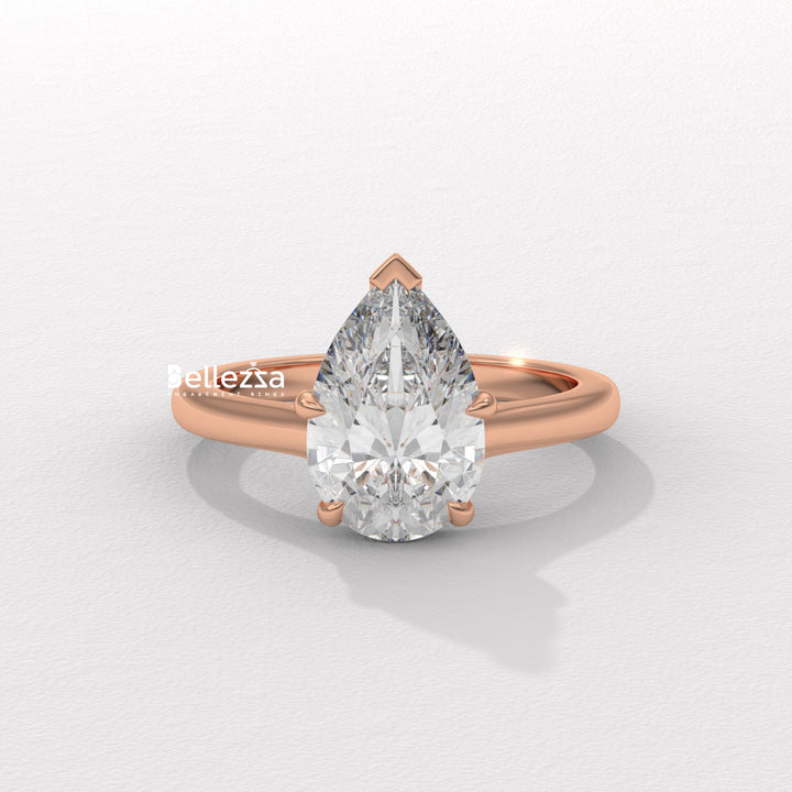 1.50-2.50CT Pear Diamond Solitaire Lab Grown Engagement Ring