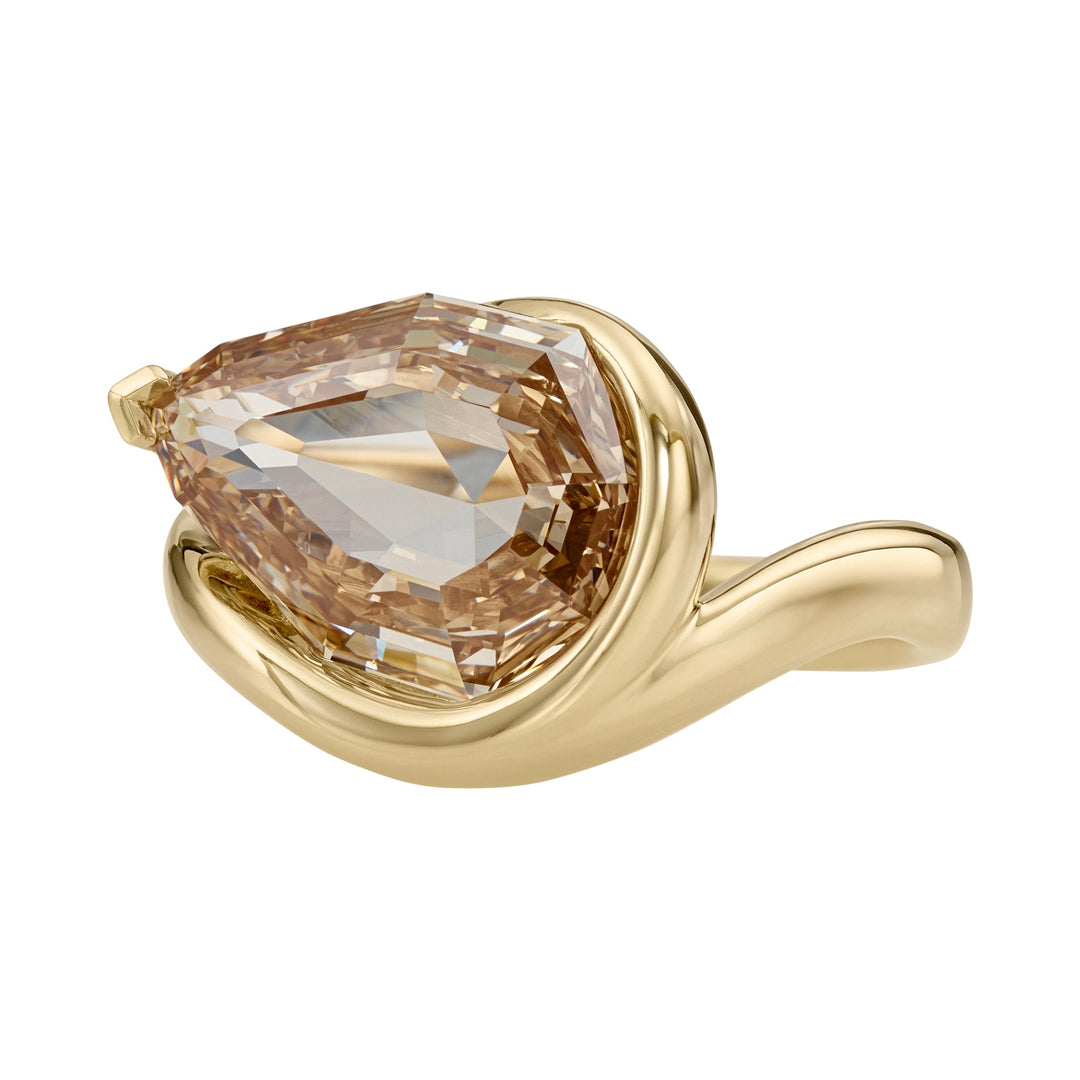 4.50CT Fancy Brown-Yellow Pear Diamond Unique Solitaire Lab Grown Ring