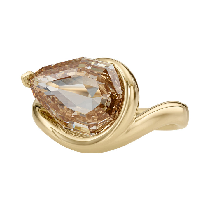 4.50CT Fancy Brown-Yellow Pear Diamond Unique Solitaire Lab Grown Ring