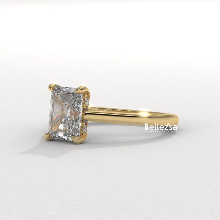 1.50-2.50CT Radiant  Cut Hidden Halo Lab Grown Engagement Ring