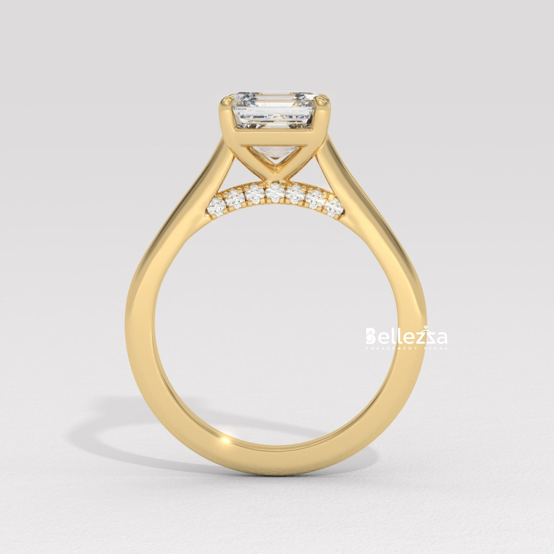 1.0-2.0CT Asscher Cut Solitaire CVD Diamond Engagement Ring