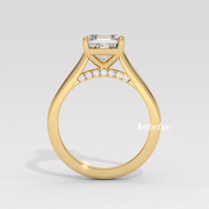 1.0-2.0CT Asscher Cut Solitaire CVD Diamond Engagement Ring