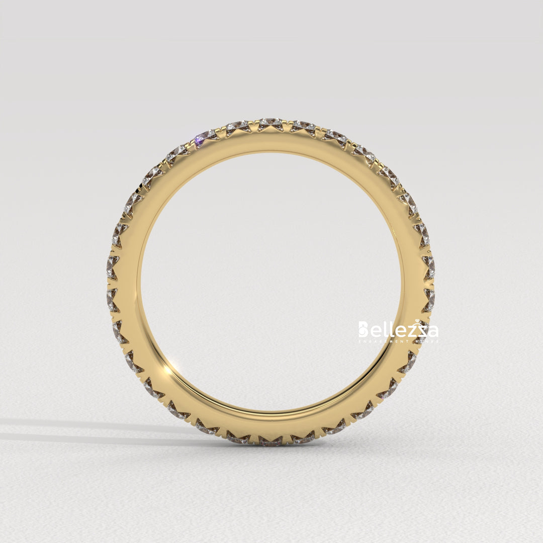 Round Dimaond Pave Setting Eternity Lab Grown Wedding Band