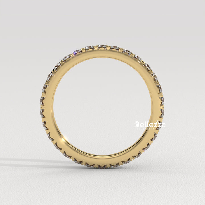 Round Dimaond Pave Setting Eternity Lab Grown Wedding Band
