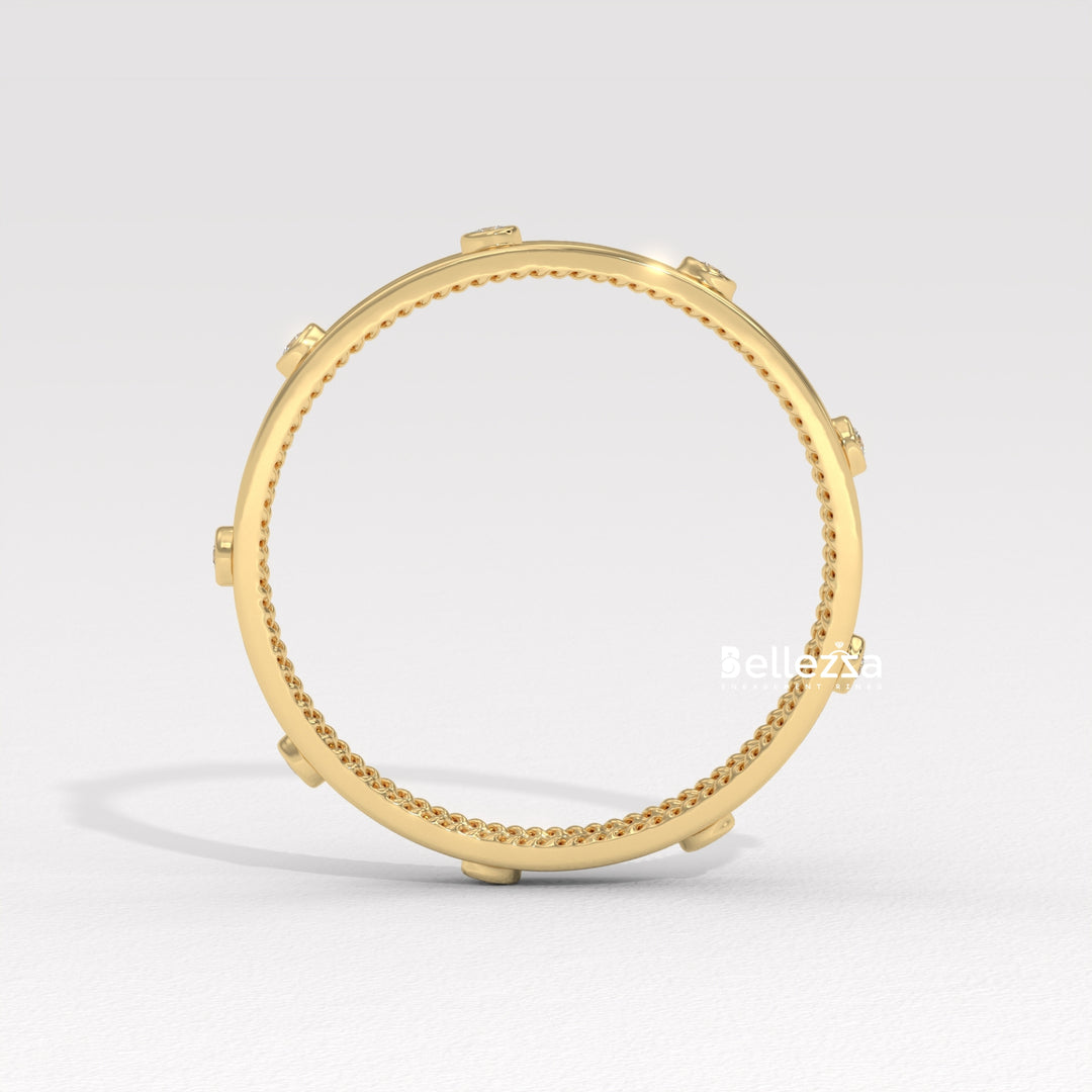 Round Diamond Unique Distance Statment Lab Grown Wedding Band