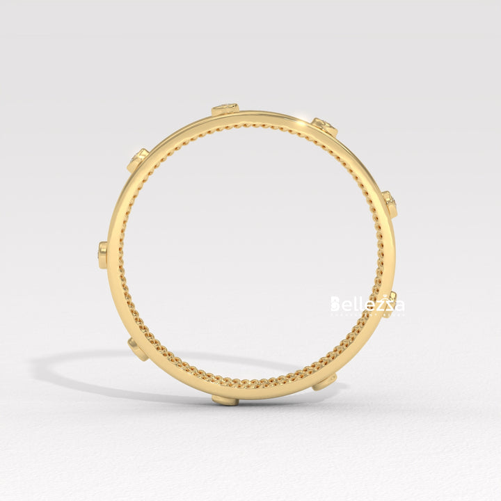 Round Diamond Unique Distance Statment Lab Grown Wedding Band