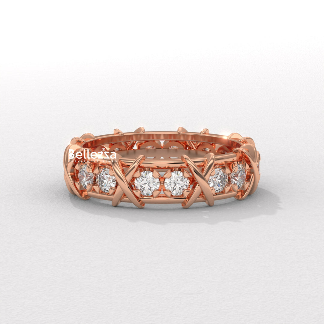 Round Diamond Unique Full Eternity Lab Grown Wedding Band
