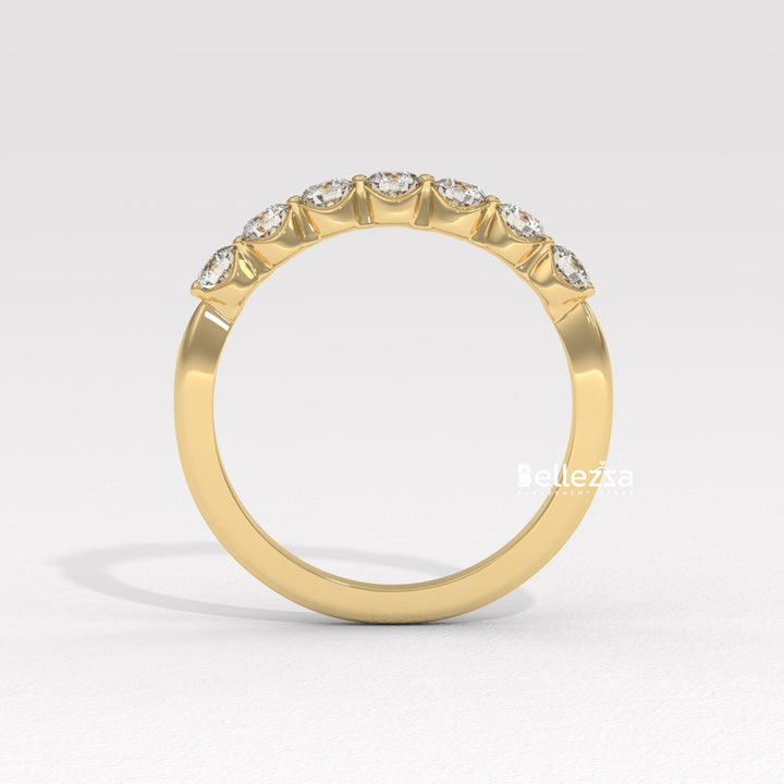 Round Diamond Half Eternity Pave Setting Lab Grown Wedding Band