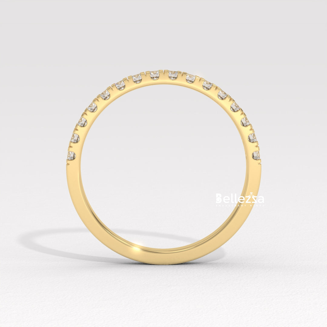Round Diamond Pave Setting Half Eternity Lab Grown Wedding Band