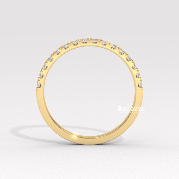 Round Diamond Pave Setting Half Eternity Lab Grown Wedding Band