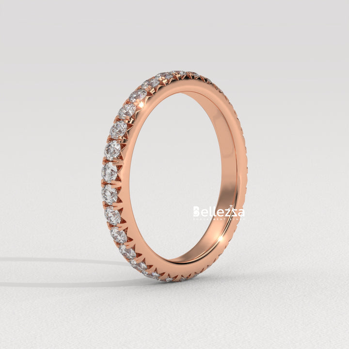 Round Dimaond Pave Setting Eternity Lab Grown Wedding Band