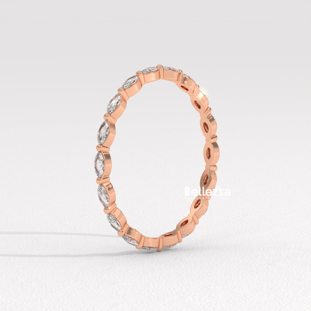 East-West Marquise Diamond Eternity Lab Grown Wedding Band