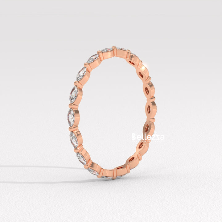 East-West Marquise Diamond Eternity Lab Grown Wedding Band