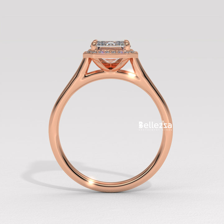 1.50-2.50CT Emerald Cut Lab Grown Diamond Halo Set Engagement Ring