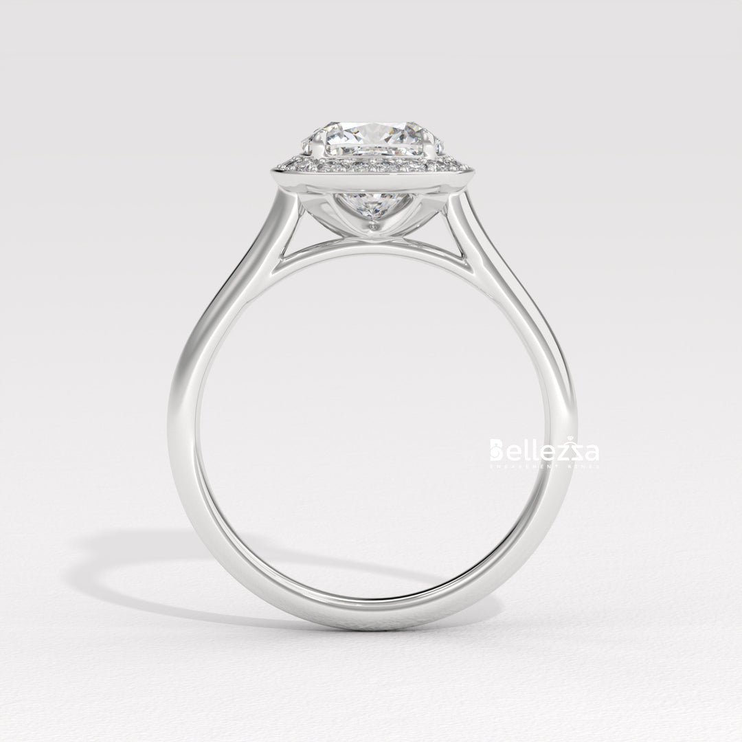 1.50-2.50CT Cushion Cut CVD Diamond Halo Setting Engagement Ring