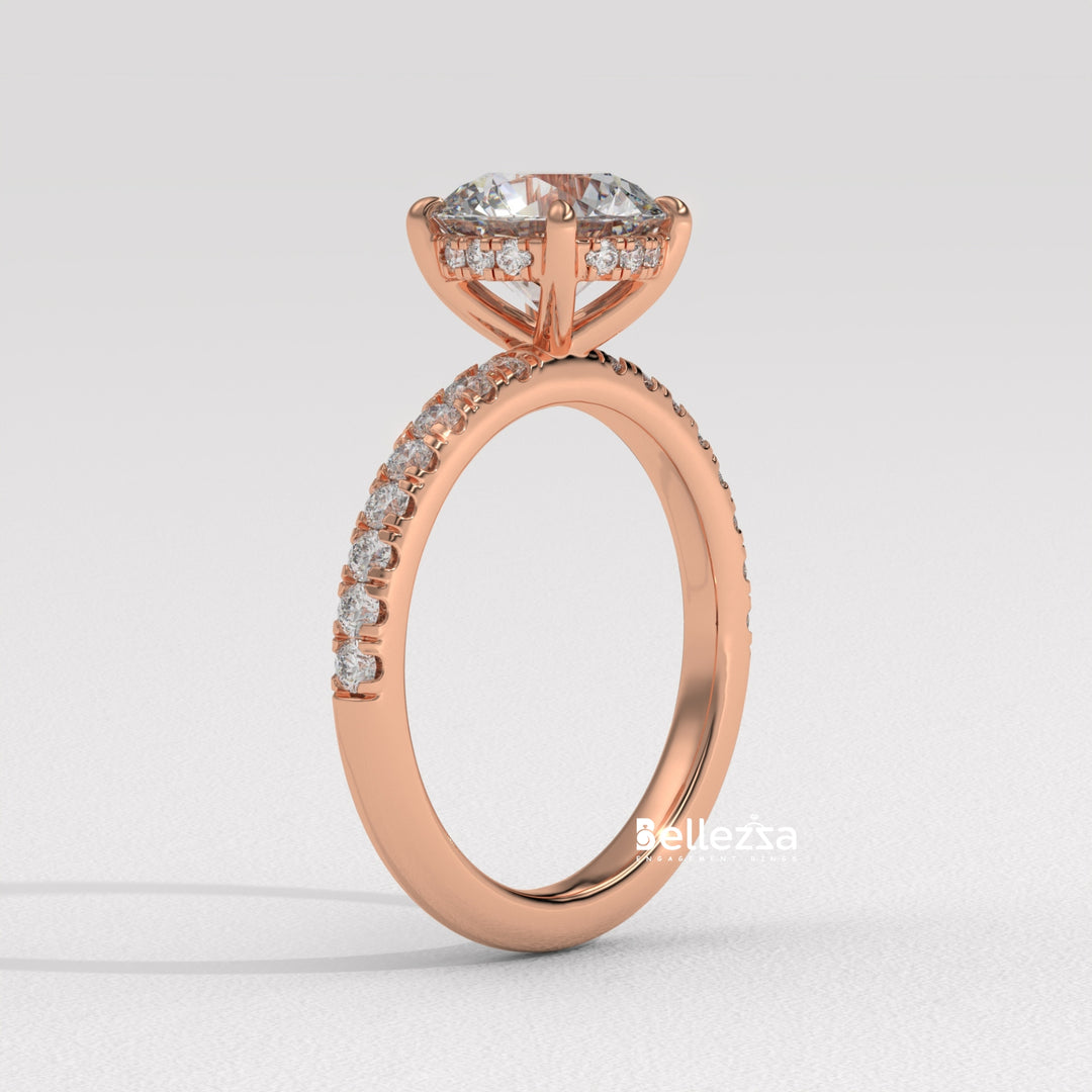 1.50-2.50CT Round Cut Hidden Halo Lab Grown Engagement Ring