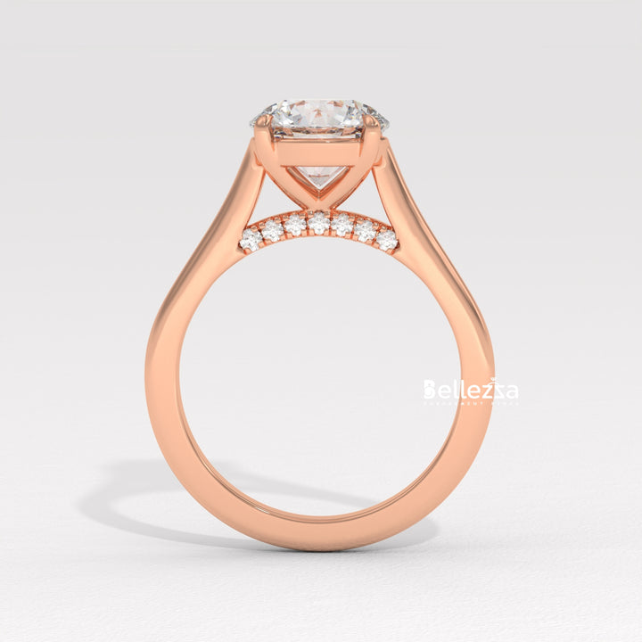 1.0-2.0CT Round Cut Hidden Diamond Lab Grown Engagement Ring