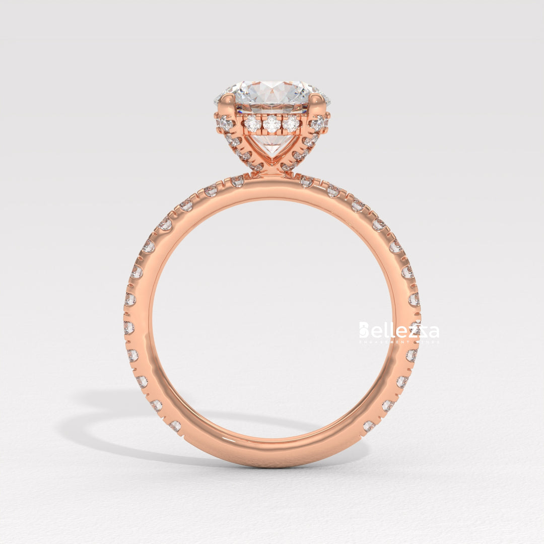 1.50-2.50CT Round Cut Lab Grown Diamond Pave Setting Engagement Ring