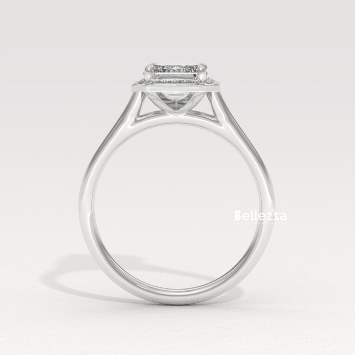 1.50-2.50CT Emerald Cut Lab Grown Diamond Halo Set Engagement Ring