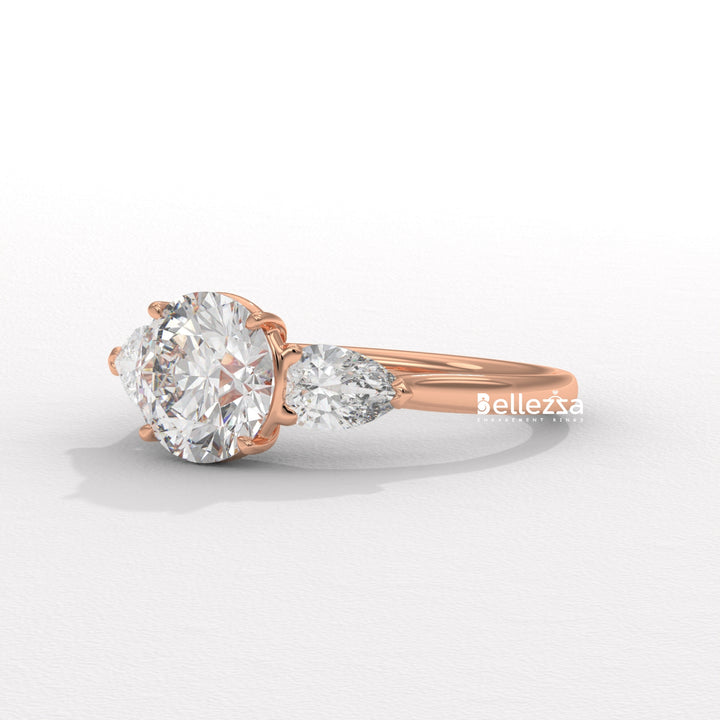 1.50-2.50CT Round Diamond Three Stone Lab Grown Engagement Ring