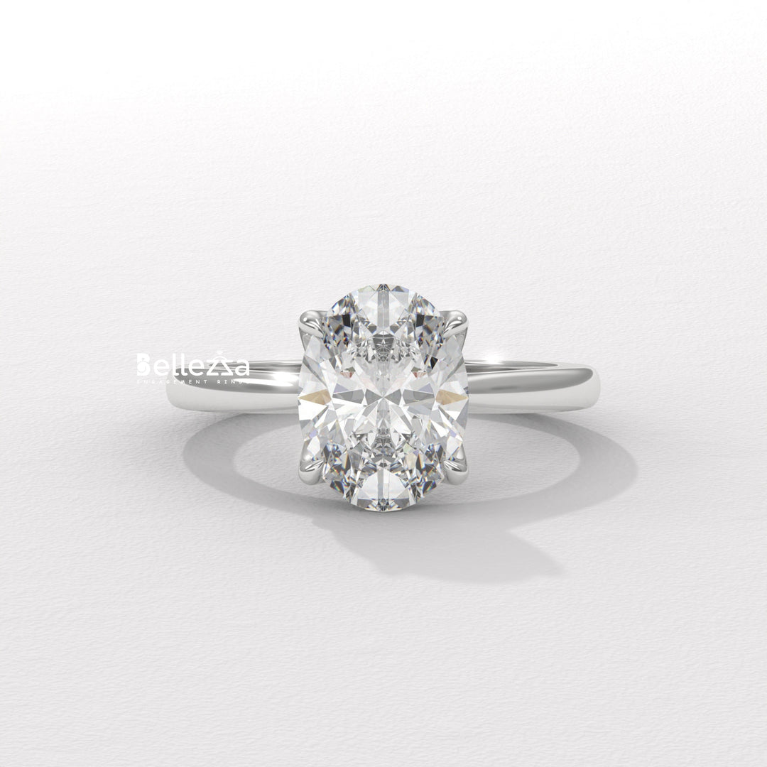 1.0-2.0CT Oval Diamond Solitaire Setting Lab Grown Engagement Ring