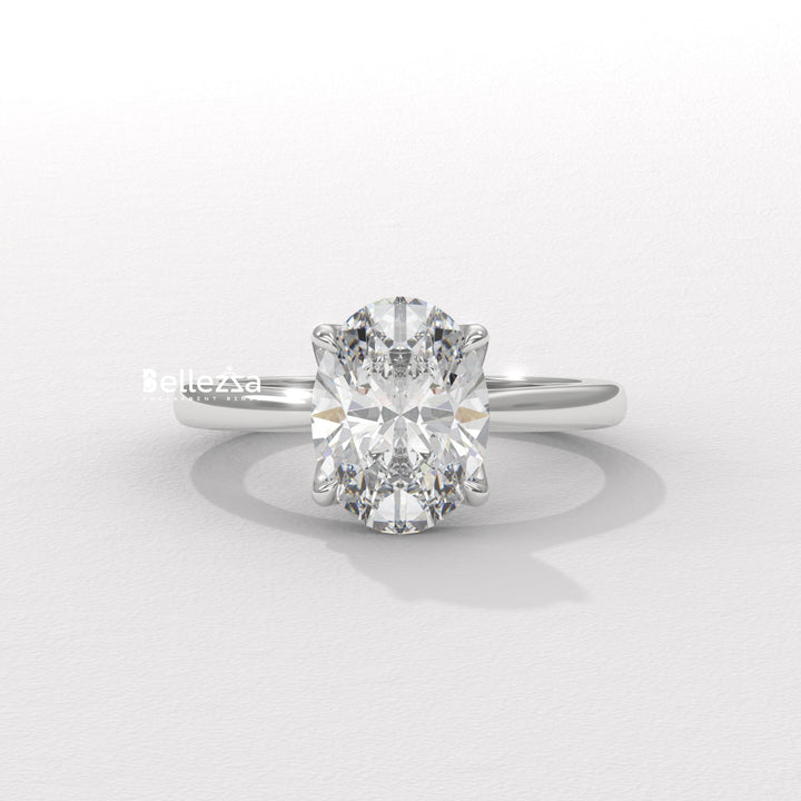 1.0-2.0CT Oval Diamond Solitaire Setting Lab Grown Engagement Ring