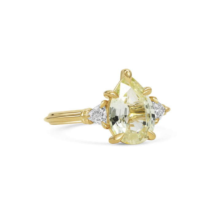 2.50CT Yellow Sapphire Pear Diamond Three Stone Lab Grown Engagement Ring