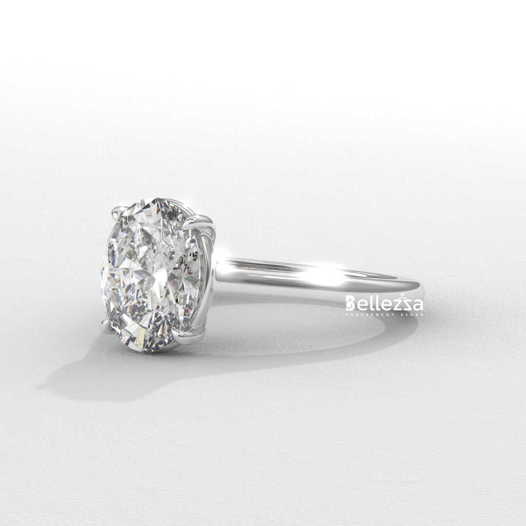 1.50-2.50CT Oval Cut CVD Diamond Hidden Diamond Engagement Ring