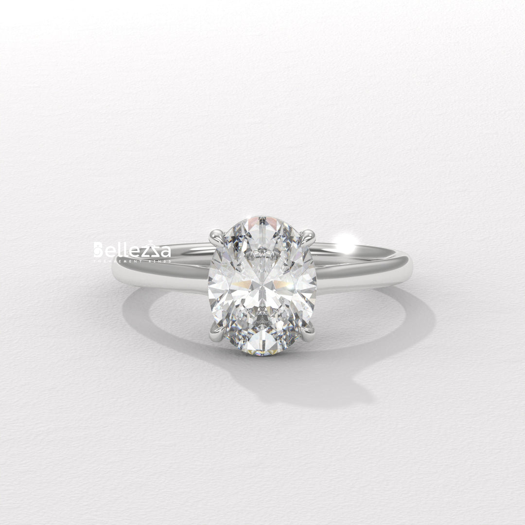 1.0-2.0CT Oval Diamond Solitaire Lab Grown Engagement Ring