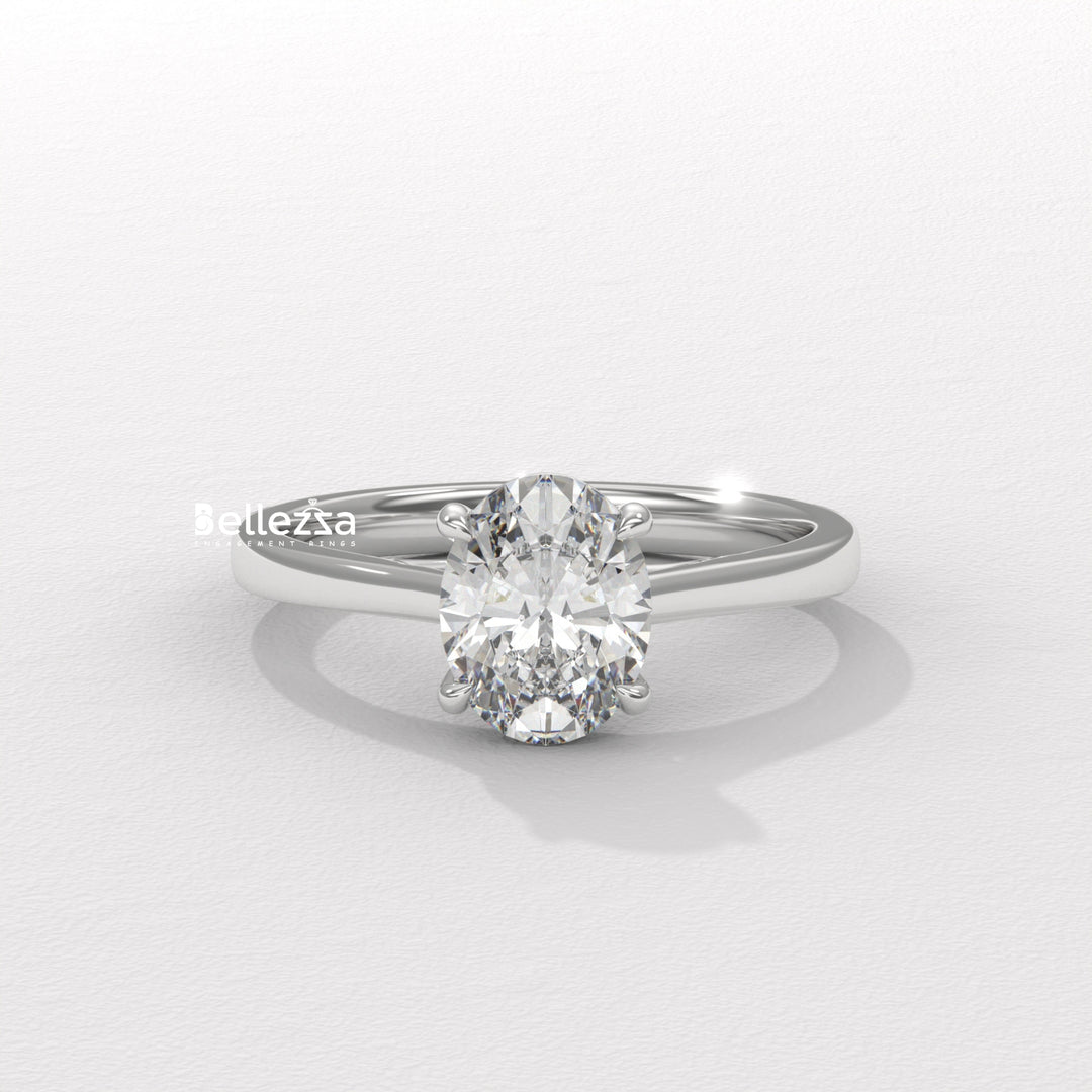 1.0-2.0CT Oval Diamond Solitaire Setting Lab Grown Engagement Ring