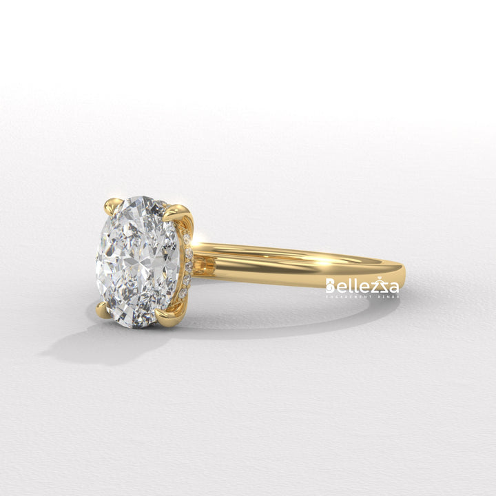 1.50-2.50CT Oval Diamond Hidden Halo Lab Grown Engagement Ring