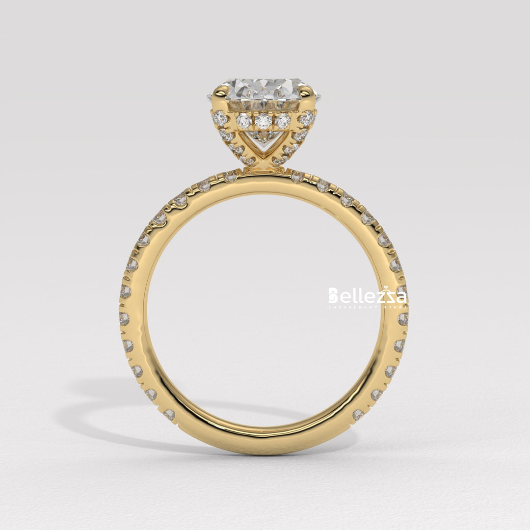 1.50-2.50CT Oval Cut CVD Diamond Pave Setting Engagement Ring