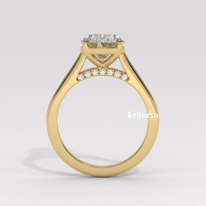 1.50-2.50CT Oval Cut CVD Diamond Hidden Diamond Engagement Ring