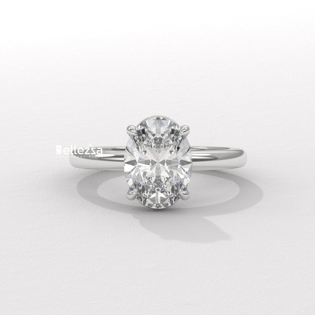 1.50-2.50CT Oval Cut Solitaire Diamond Lab Grown Engagement Ring