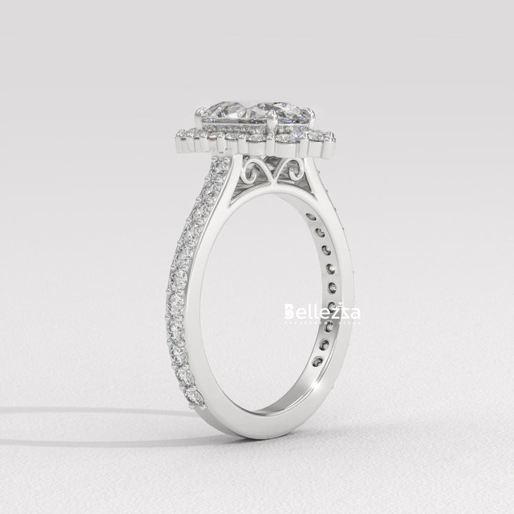 1.50-2.50CT Oval Cut Lab Grown Diamond Cluster Setting Engagement Ring