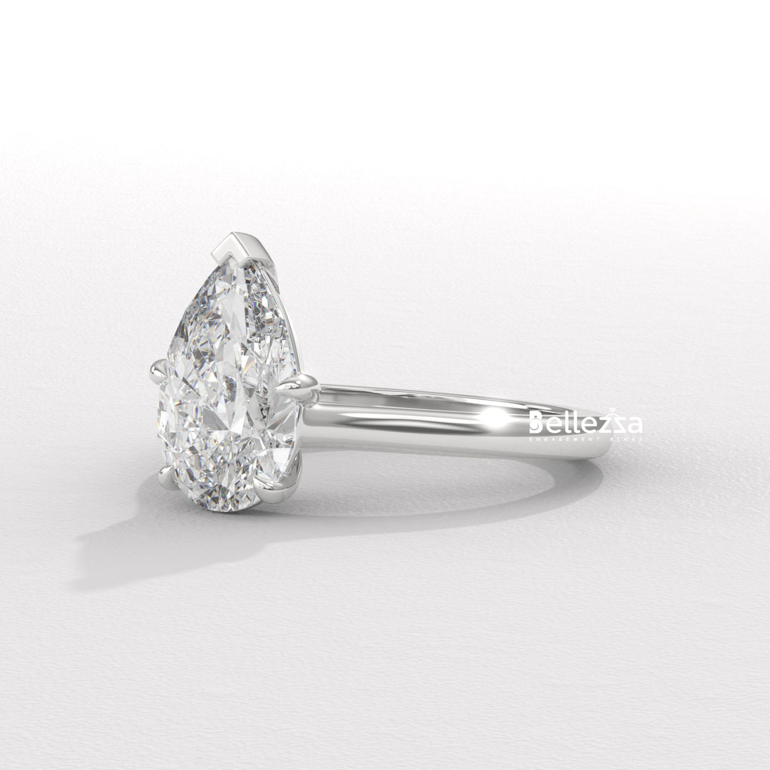 1.50-2.50CT Pear Diamond Solitaire Lab Grown Engagement Ring