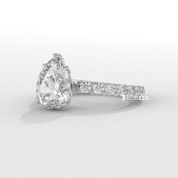 1.50-2.50CT Pear Diamond Pave Setting Lab Grown Engagement Ring