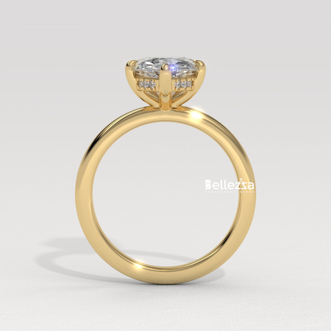 2.0-3.0CT Pear Cut Hidden Halo CVD Diamond Engagement Ring