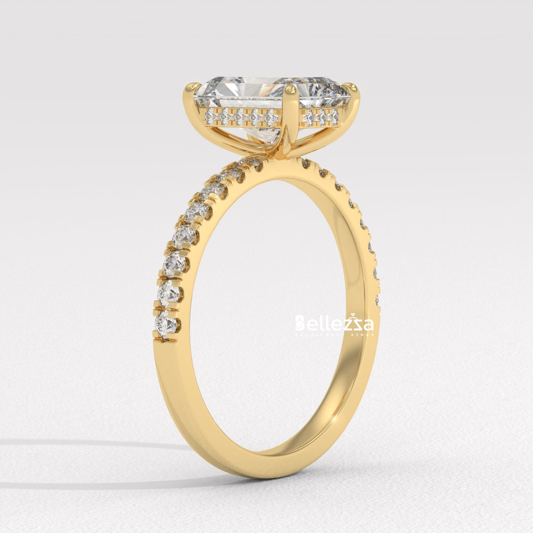 2.0-3.0CT Radiant Diamond Pave Setting Lab Grown Engagement Ring