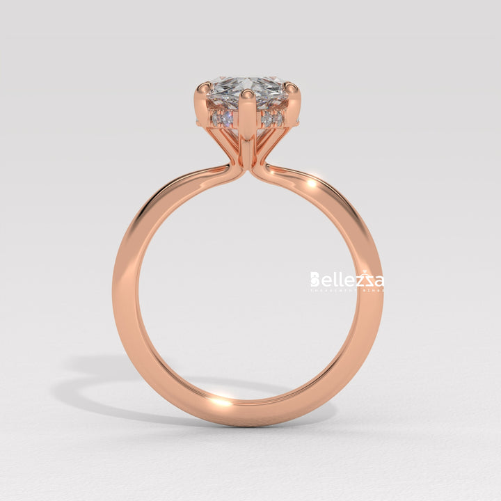 1.50-2.50CT Pear Cut Hidden Halo Lab Grown Engagement Ring