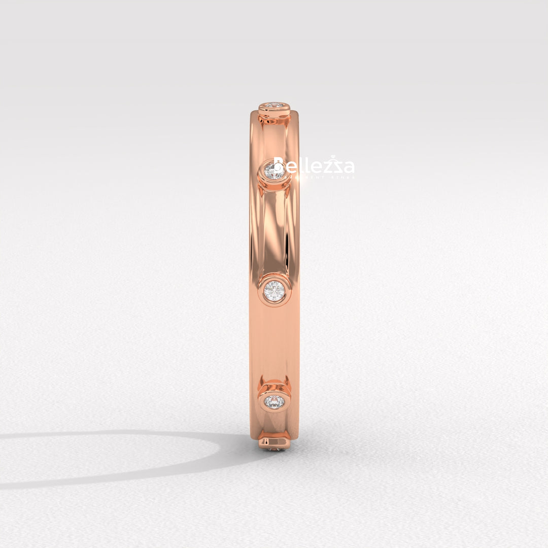 Round Diamond Unique Distance Statment Lab Grown Wedding Band