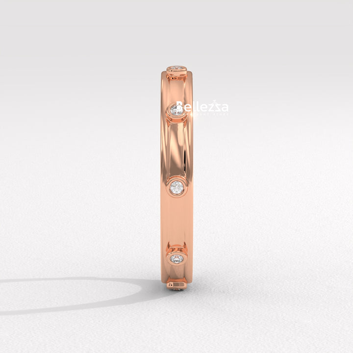 Round Diamond Unique Distance Statment Lab Grown Wedding Band