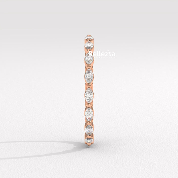 East-West Marquise Diamond Eternity Lab Grown Wedding Band