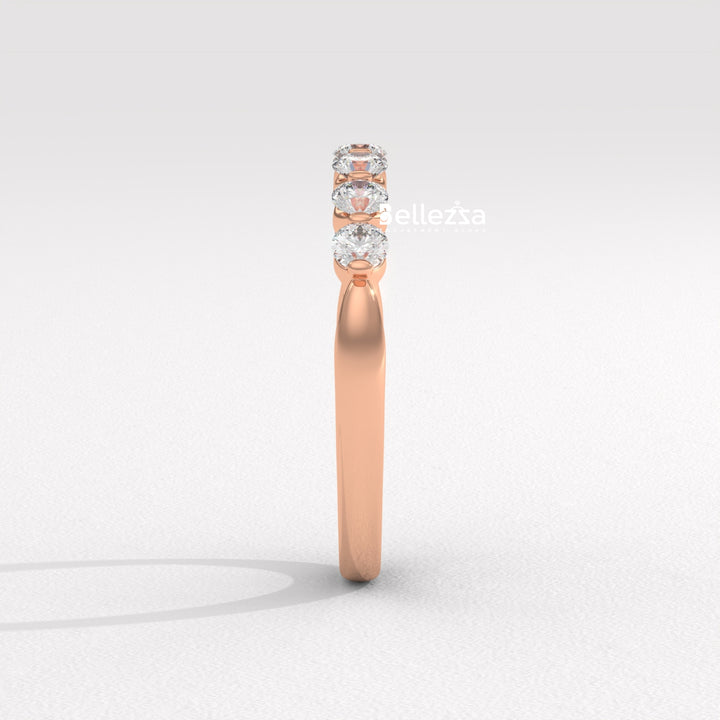 Round Diamond Half Eternity Pave Setting Lab Grown Wedding Band