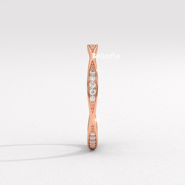 Round Diamond Unique Vintage Style Lab Grown Wedding Band