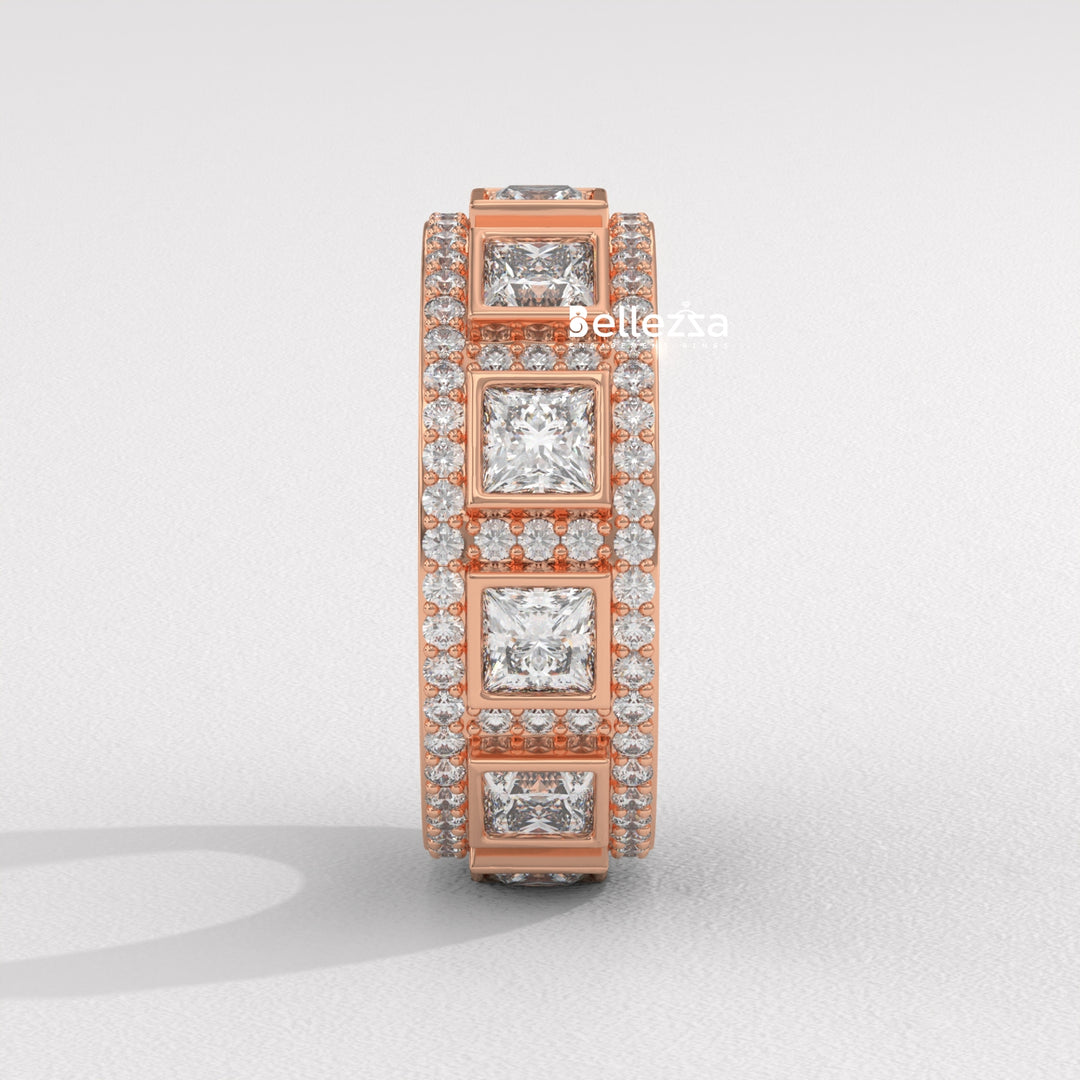 Princess & Round Diamond Eternity Lab Grown Wedding Band