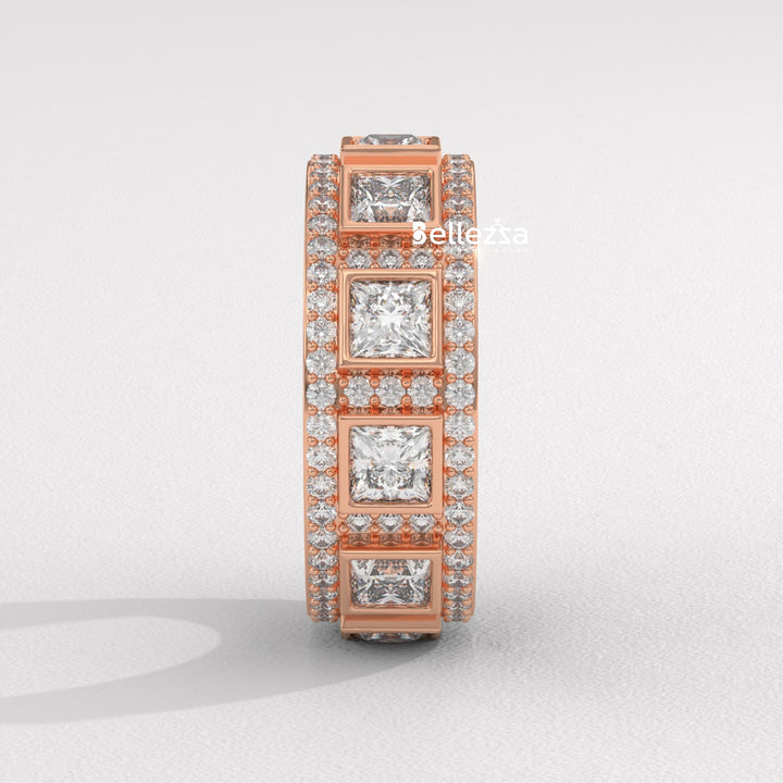 Princess & Round Diamond Eternity Lab Grown Wedding Band