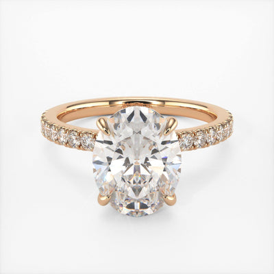 2.0CT Oval Diamond Hidden Halo Moissanite Engagement Ring