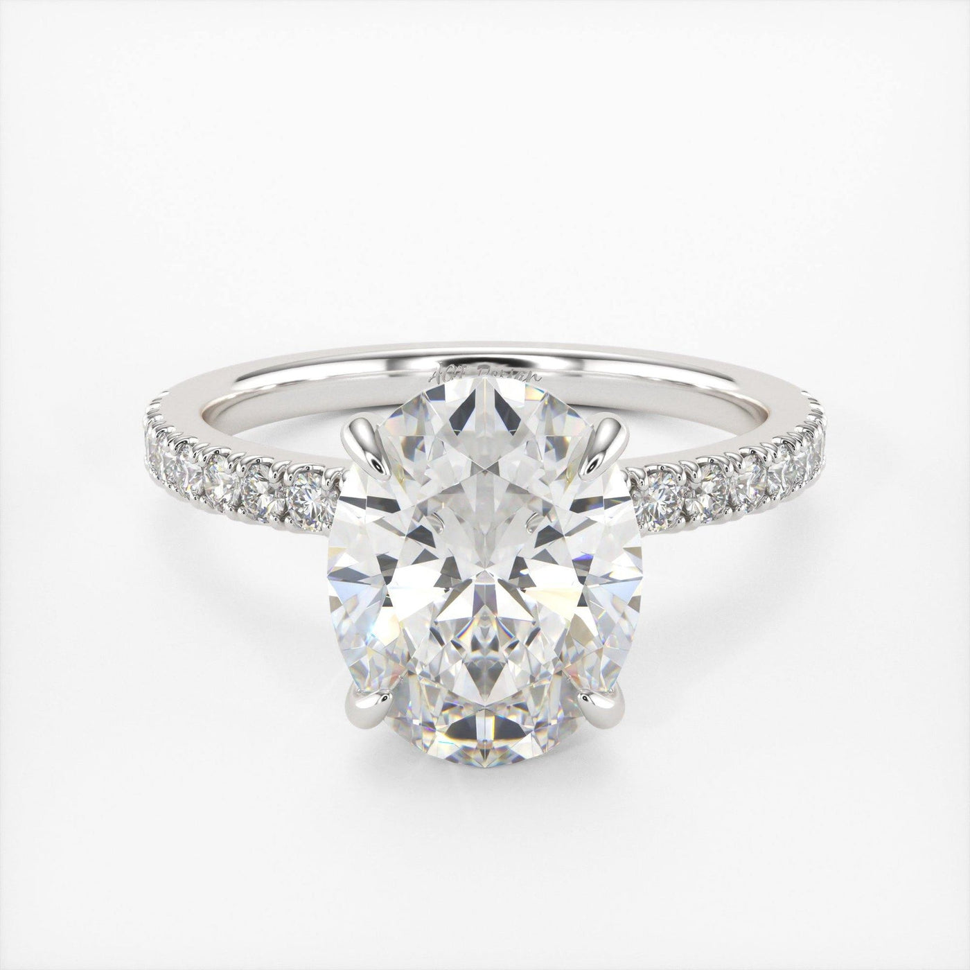 2.0CT Oval Diamond Hidden Halo Moissanite Engagement Ring